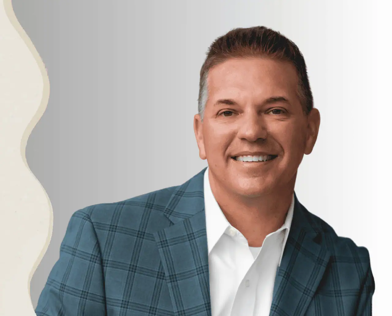 Mom, Dad, boys, and a girlfriend are all smiling arm in arm at the beach.